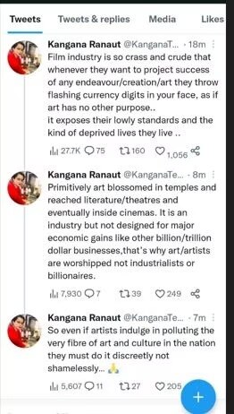 Kangana Ranaut On Twitter : नाव न घेता कंगना रनौतने साधला 'पठाण'वर निशाणा, म्हणाली...