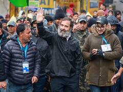 Rahul Gandhi Dons Raincoat During Bharat Jodo Yatra In J&K's Ramban Amid Inclement Weather. In Pics