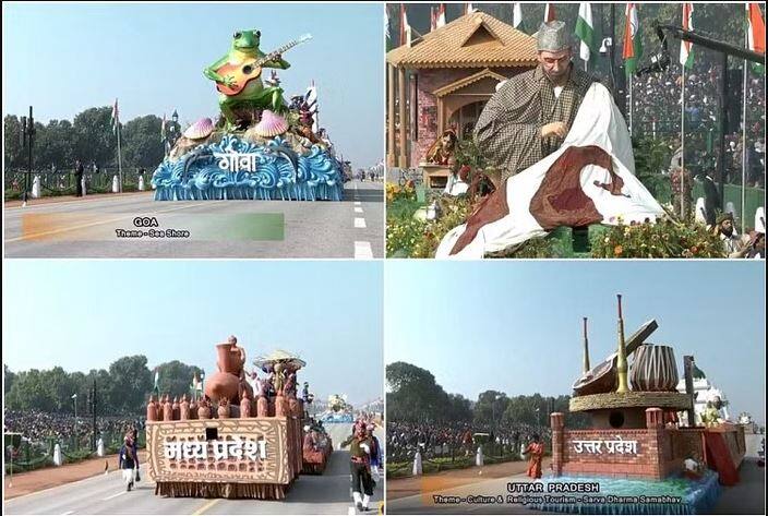 દેશના સમૃદ્ધ સાંસ્કૃતિક વારસા, આર્થિક અને સામાજિક પ્રગતિ અને મજબૂત આંતરિક અને બાહ્ય સુરક્ષાને દર્શાવતી રાજ્ય/કેન્દ્રશાસિત પ્રદેશોમાંથી 17 અને વિવિધ મંત્રાલયો/વિભાગોની ત્રેવીસ ઝાંખીઓ પ્રજાસત્તાક દિવસની પરેડ દરમિયાન ફરજના માર્ગ પર જોવા મળશે.