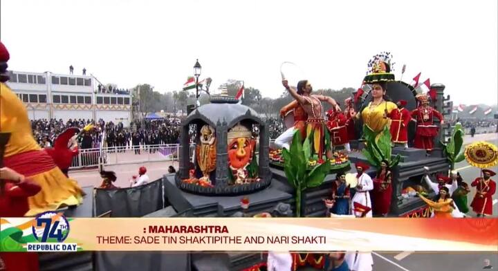 'साडेतीन शक्तिपीठं आणि स्त्रीशक्ती जागर' या संकल्पनेवर आधारित चित्ररथ साकारण्यात आला