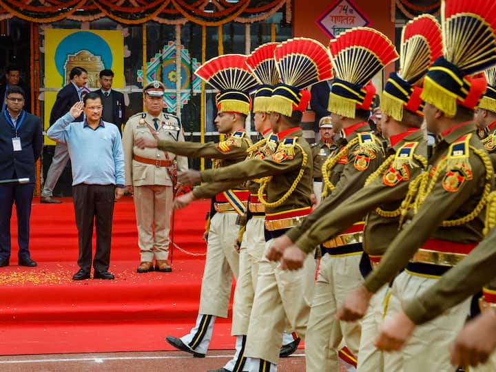 Delhi Chief Minister Arvind Kejriwal during the state-level Republic Day function of Govt. of NCT of Delhi, at Chhatrasal Stadium in New Delhi, Wednesday, Jan. 25, 2023.(Source: PTII)
