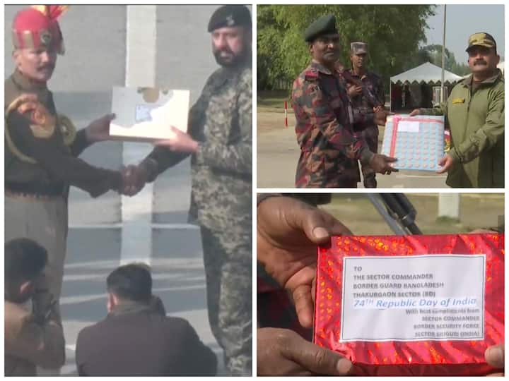 The Border Security Forces exchanged sweets with the Pakistan Rangers and Border Guard Bangladesh on Republic Day.