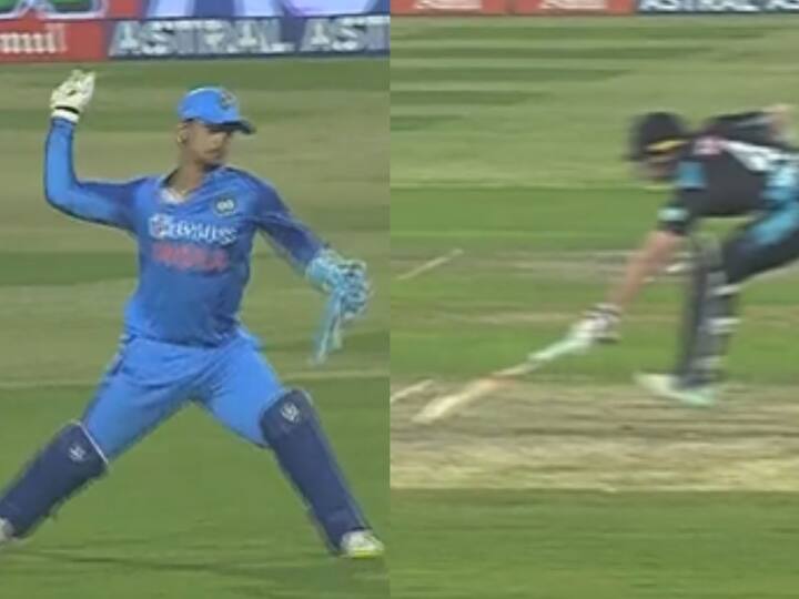 IND vs NZ 1st T20 Run Out Ishan Kishan direct-hit to dismiss Michael Bracewell India vs New Zealand First T20- Watch Video Watch : रांचीत होमग्राऊंडमध्ये ईशानची कमाल, थेट हिट मारत ब्रेसवेलला धाडलं तंबूत, पाहा VIDEO