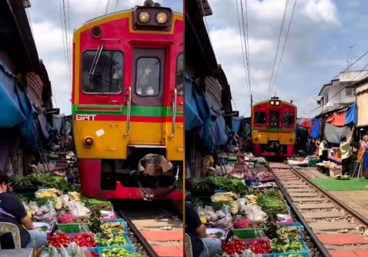 famous railway track market in Thailand video viral Viral Video: ਕੀ ਤੁਸੀਂ ਜਾਣਦੇ ਹੋ ਇਸ ਖਤਰਨਾਕ 'ਰੇਲਵੇ ਟ੍ਰੈਕ ਮਾਰਕੀਟ' ਬਾਰੇ?