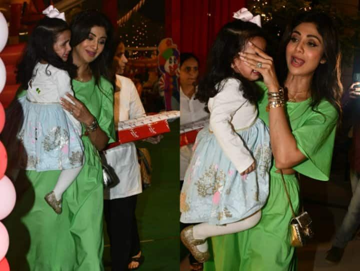 Shilpa Shetty Pics: बॉलीवुड एक्ट्रेस शिल्पा शेट्टी हाल ही में एकता कपूर के बेटे के बर्थडे बैश में पहुंची. इस दौरान एक्ट्रेस के साथ उनकी बेटी शमिशा भी नजर आईं. नीचे देखिए दोनों की क्यूट तस्वीरें....