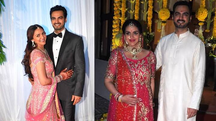 बॉलीवुड की सुंदरी हेमा मालिनी (Hema Malini) और एक्टर धर्मेंद्र की बेटी ईशा देओल (Isha Deol) खुद भी एक काफी मशहूर अभिनेत्री हैं. दर्शकों को लगता था कि उनकी भी शादी काफी भव्य तरीके से होगी लेकिन एक्ट्रेस ने अपनी शादी बहुत ही साधारण तरीके से की. बता दें कि ईशा देओल ने 29 जून, 2012 में मुंबई के इस्कॉन मंदिर में बिजनेसमैन भरत तख्तानी (Bharat Takhtani) के साथ में ब्याह रचा लिया.  (Photo- Instagram)