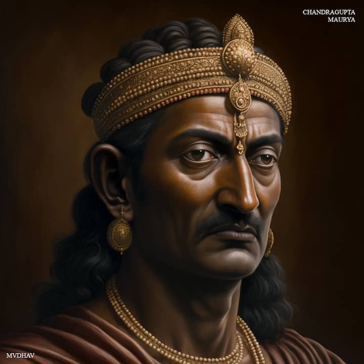 चन्द्रगुप्त मौर्य, मौर्य साम्राज्य के संस्थापक थे. बता दें कि चन्द्रगुप्त मौर्य पूरे भारत को एक साम्राज्य के अधीन लाने में सफल रहे थे. उन्होंने लगभग 24 वर्ष तक शासन किया था. एक आर्टिस्ट ने AI  (Artificial Intelligence) से तस्वीर बनाई है.