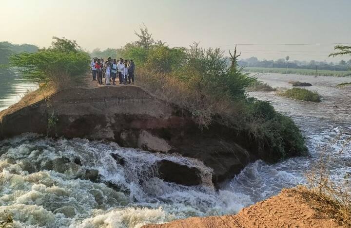 मोहोळ (Mohol) तालुक्यातील पाटकुल (Patkul) या गावात उजनी पाटबंधारे विभागाचा हा उजवा कालवा फुटला आहे.  हा कालवा फुटल्यामुळं शेतकऱ्यांच्या (Farmers) शेतात पाणीच पाणी झालं आहे.