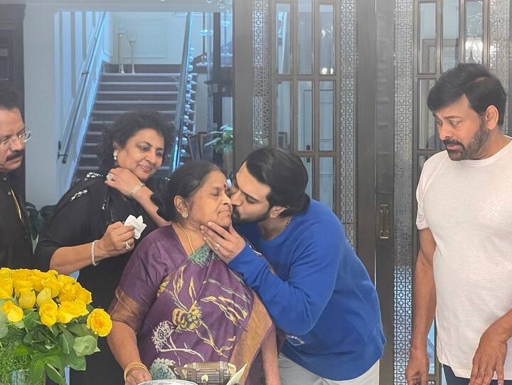 నాన్నమ్మతో మెగా పవర్ స్టార్ రామ్ చరణ్.Photo Credit@Chiranjeevi/Instagram
