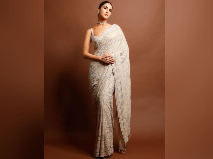 Vaani Kapoor Saree Look:  आप भी किसी वेडिंग फंक्शन में वाइट कलर की साड़ी पहनना सोच रही हैं तो एक्ट्रेस वाणी कपूर के इस लेटेस्ट लुक को रिक्रिएट कर सकती हैं. सबकी नजरें आप पर ही टिकी रह जाएगी.