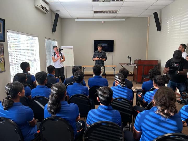 U-19 T20 World Cup Final: Neeraj interacted with the Women in Blue on the eve of the summit clash against England.