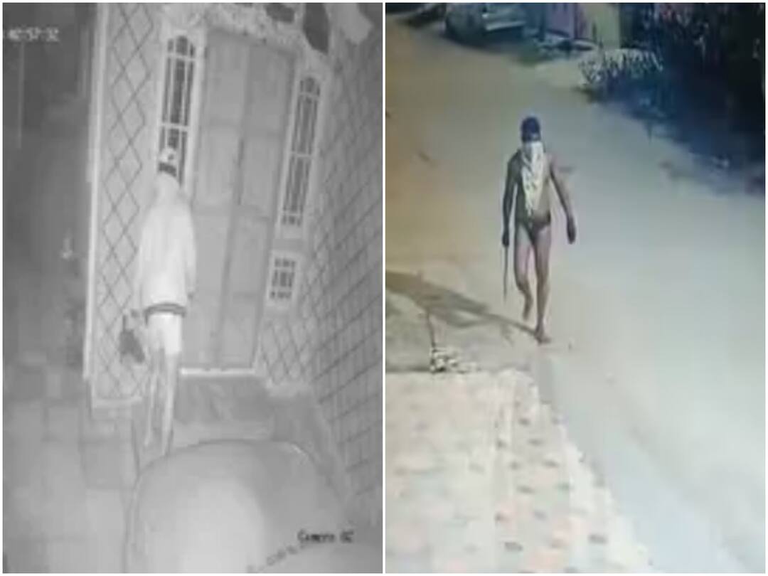 Adilabad district cheddi gang robbery villagers in fear thieves visuals recorded in CCTV DNN Adilabad Cheddi Gang : ఆదిలాబాద్ జిల్లాలో చెడ్డీ గ్యాంగ్ కలకలం, రాత్రిపూట కర్రలతో గ్రామాల్లో గస్తీ