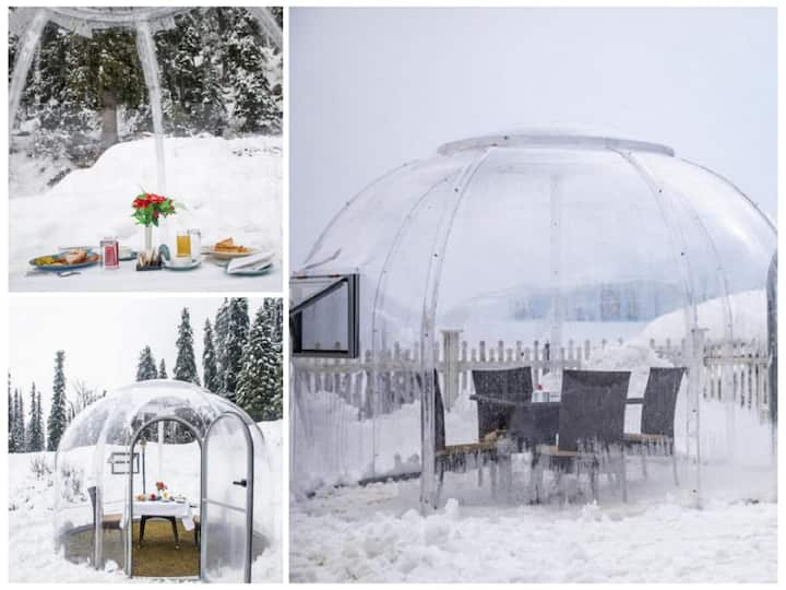 The country's first glass igloo restaurant has captured the interest of tourists visiting the world-famous Gulmarg ski resort these days.