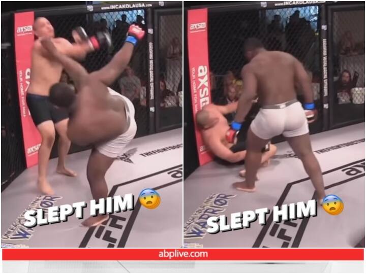 one player is seen easily defeating other player with his nimble kicks In MMA fight Viral Video: एक ही किक में चारों खाने चित्त हुआ पहलवान, चंद सेकंड में मिली जीत