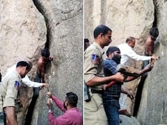 ప్రాణాలమీదకి తెచ్చిన సరదా! నెర్రెలో ఇరుక్కొని వ్యక్తి విలవిల