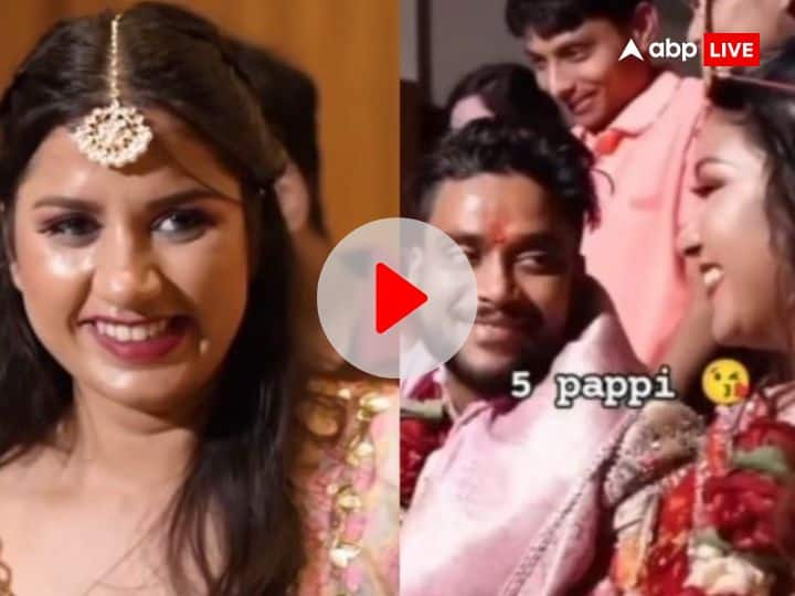 Watch Groom dulha demand 5 kisses from sali during marriage ceremony video went viral Watch: शादी की रस्म के दौरान दूल्हे की डिमांड सुनकर दंग रह गए लोग, साली से मांग ली 5 पप्पी, वीडियो वायरल