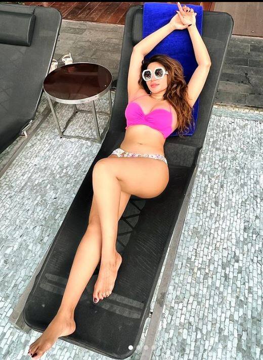 Shama Sikander in a hot pink bikini