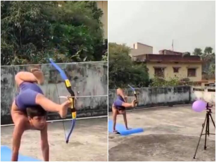 Indian Archer boy Showing body flexibility with great Archery viral video Video: पैर से तीरंदाजी कर लड़के ने मचाया तहलका, बाॅडी का लचीलापन देख दंग रह गए लोग