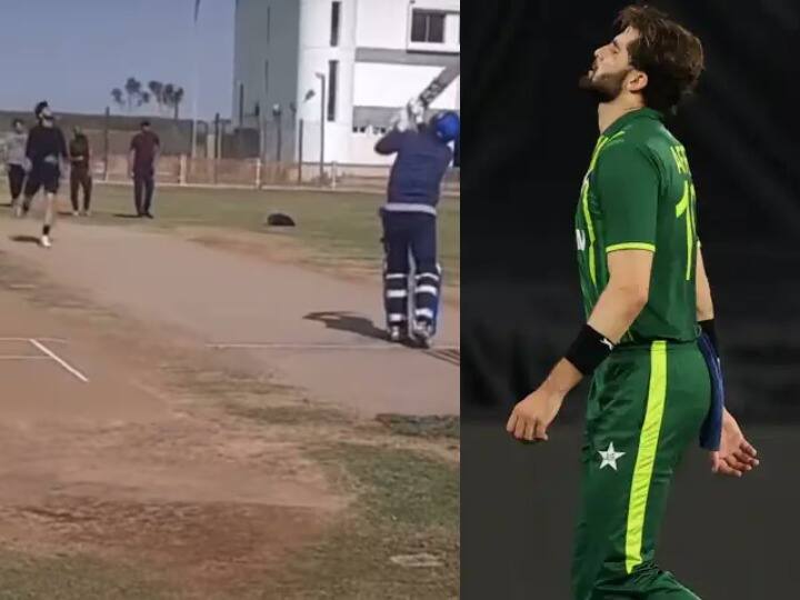 Shahid Afridi smashes would-be son-in-law Shaheen for six one day before wedding Viral Video Shahid Afridi ने अपने दामाद Shaheen की गेंद पर जड़ा छक्का, सोशल मीडिया पर वीडियो वायरल