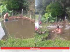तालाब में घुसकर शख्स ने किया कुछ ऐसा, मछलियों की होने लगी बारिश