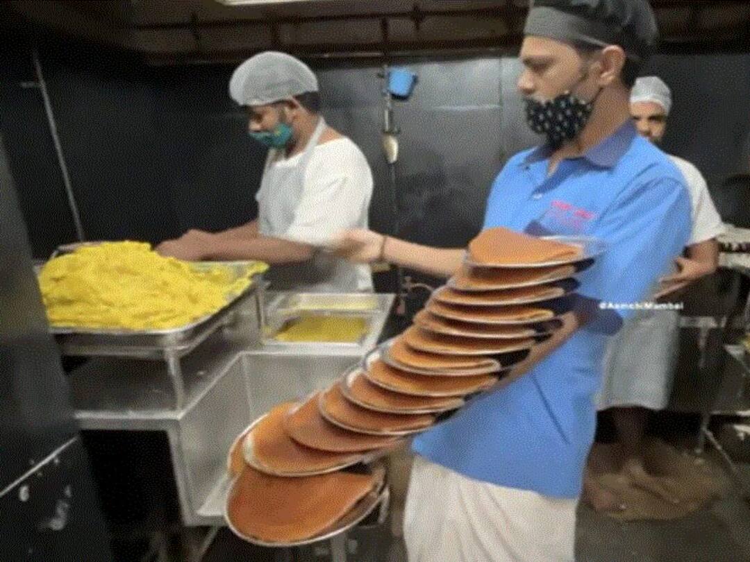 Anand Mahindra Shares Clip Of A Waiter Balancing 16 Plates Of Dosas On Hand, Video Goes Viral