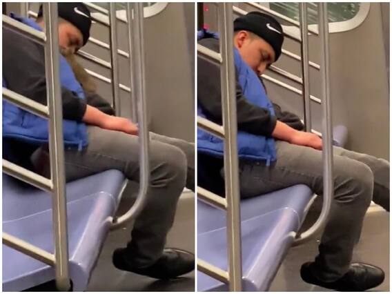 मेट्रो में सोते हुए यात्री के ऊपर चढ़ गया चूहा, आंख खुलते ही उछल गया बंदा, Video देख हंसी नहीं रुकेगी