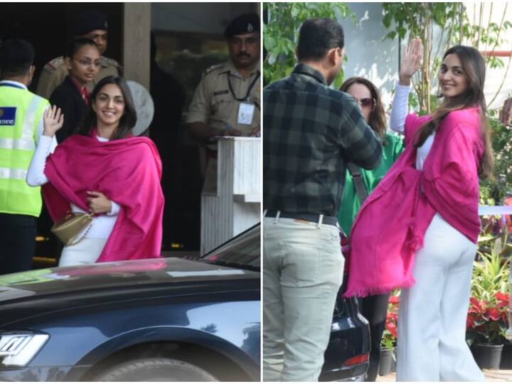 Kiara Advani looked all glowing as she left Mumbai for her wedding with beau Sidharth Malhotra in Jaisalmer.