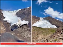 पहाड़ पर एवलांच के बाद दिखा हैरतअंगेज नजारा, चंद सेकंड में आया बर्फ का सैलाब