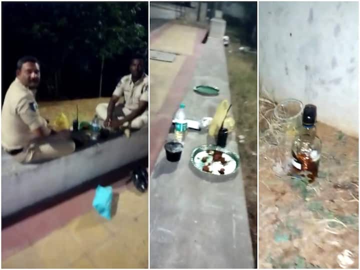 Hyderabad Panjagutta police drinking liquor in duty video viral DNN Panjagutta Police Video : గస్తీ గాలికి వదిలేసి మందు కొడుతున్న పంజాగుట్ట పోలీసులు, వీడియో వైరల్