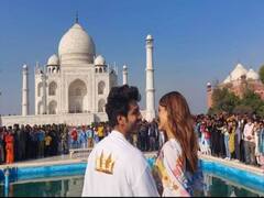 Kartik Aaryan Kriti Sanon : 'शेहजादा'च्या प्रमोशनसाठी कार्तिक कियारासोबत पोहोचला ताजमहालात! फोटो व्हायरल