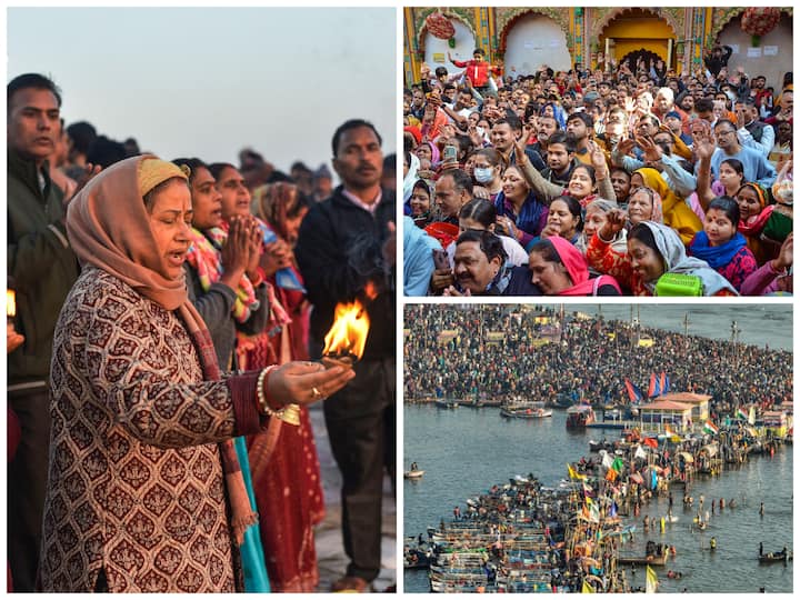 Devotees performed prayers and took a holy hip at Sangam during the ongoing Magh Mela in Prayagraj, Uttar Pradesh. Magh Mela is held at the confluence of the Ganga, Yamuna, and Saraswati rivers.