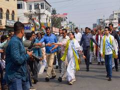 TMC Supremo Mamata Banerjee Launches Tripura Poll Campaign, Holds Padyatra In Agartala. In Pics