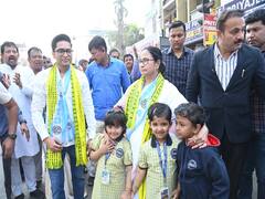 TMC Supremo Mamata Banerjee Launches Tripura Poll Campaign, Holds Padyatra In Agartala. In Pics