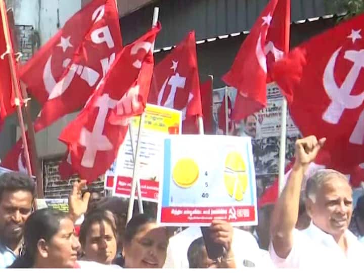 CPI Members including G. Ramakrishnan and N Gunasekaran took part in the protest (Credit: ANI)