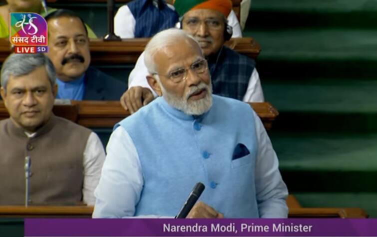 PM Narendra Modi in Lok Sabha read Highlights of pm modi speech PM Modi Speech in Lok Sabha: 2004 થી 2014 સુધી કૌભાંડોનો દાયકો, વાંચો PM મોદીના સંબોધનની ખાસ વાતો