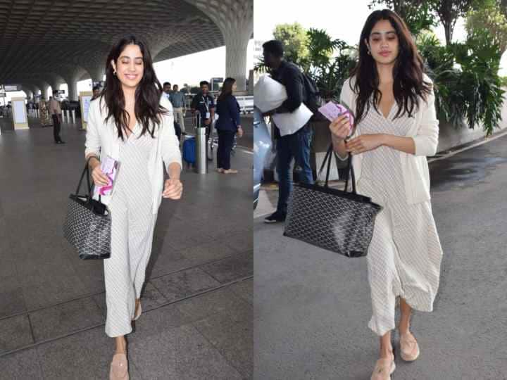 Janhvi Kapoor Spotted: बॉलीवुड एक्ट्रेस जाह्नवी कपूर को हाल ही में मीडिया के कैमरों ने सिंपल से लुक में एयरपोर्ट पर स्पॉट किया है.