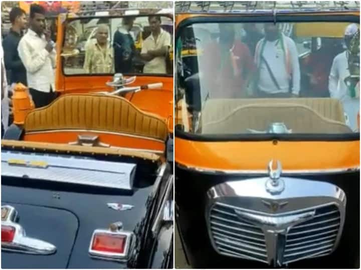 Luxury car made by modifying autorickshaw video goes viral Video: हैरतअंगेज जुगाड़ लगाकर ऑटो रिक्शा को बनाया लग्जरी कार, देखते रह गए यूजर्स