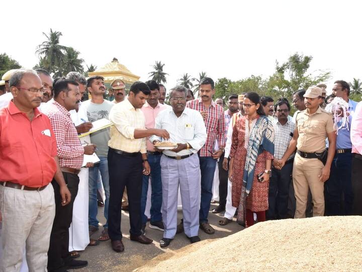 The central team is conducting inspection for the second day at 7 government direct paddy procurement centers in Tiruvarur district. திருவாரூர் மாவட்டத்தில் மத்திய குழு; நெல்லின் ஈரப்பதம் குறித்து 2ஆவது நாள் ஆய்வு