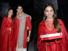 कियारा पोहोचली सासरी, लाल सूटमध्ये दिसली खास; नवविवाहित जोडप्याच्या मॅचिंग आउटफिट्सनी वेधलं लक्ष