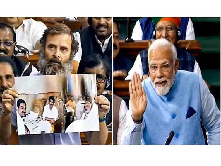 Lok Sabha Speech Rahul Gandhi 51 minute vs pm modis 88 minutes who overpowered whom in speech know Detail Gautam Adani राहुल गांधींची 51 मिनिटं vs पंतप्रधानांची 88 मिनिटं; भाषणातून गांधींचे थेट वार, तर मोदींचा नाव न घेता पलटवार