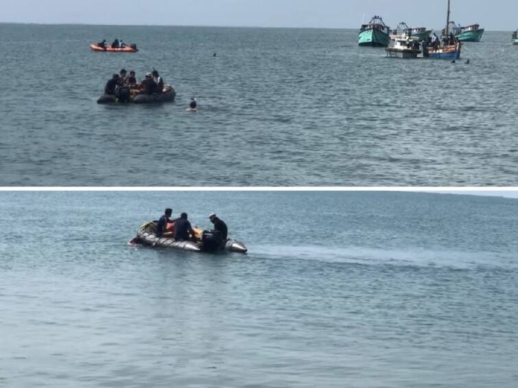Chasing in the middle of the sea- Smugglers who dumped gold in the sea- Coast Guard in search TNN Ramanathapuram: 36 மணி நேர தேடுதலுக்கு பின் கிடைத்த ரூ .7.5 கோடி மதிப்பிலான தங்க மூட்டை
