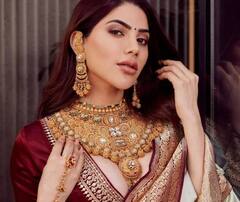 Nikki Tamboli Photos: ડીપનેક બ્લાઉઝ સાથે સિલ્ક સાડીમાં નિક્કી તંબોલીએ બતાવી અદાઓ