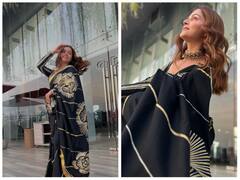 Rubina Dilaik Photos: काली साड़ी में रुबीना दिलैक ने दिखाया अपना हुस्न, ऑफ शोल्डर ब्लाउज पहन लगीं हुस्न की परी!