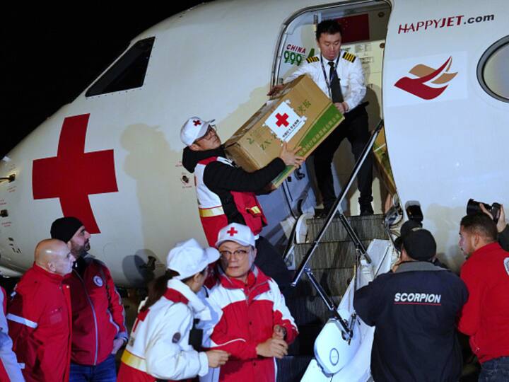 Red Cross Society of China sends medical supplies at the Damascus International Airport to assist the earthquake-hit Syria on February 9. (Image Source: Getty)