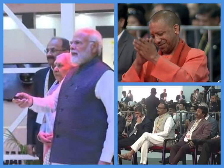 PM Modi inaugurates Uttar Pradesh Global Investors Summit 2023 in Lucknow PM Modi: சட்டம் ஒழுங்கு, அமைதிக்கு பெயர் பெற்றது உத்தரபிரதேசம் - பிரதமர் மோடி பெருமிதம்