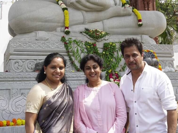 BRS MLC Kavitha Visits Hanuman Temple Constructed By Actor Arjun Sarja In Chennai Chennai: BRS MLC Kavitha Visits Hanuman Temple Constructed By Actor Arjun Sarja