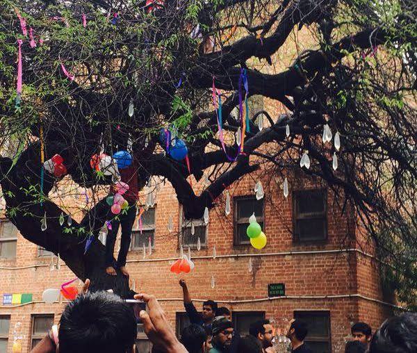 कई बार तो यहां के छात्र पेड़ को हार्ट (दिल) शेप के लाल गुब्बारों से भी सजाते हैं. इन गुब्बारों में पानी भरा होता है.