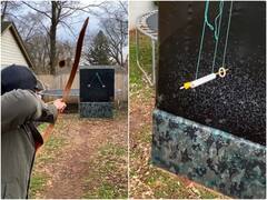 शख्स ने दिखाए तीरंदाजी के कमाल के हुनर, यूजर्स बोले- आज का अर्जुन