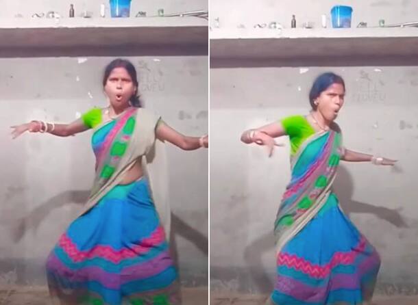 woman doing bizarre dance in saree funny viral dance video Funny Dance Video: ਸਾੜੀ 'ਚ ਔਰਤ ਨੇ ਕੀਤਾ ਅਜਿਹਾ ਅਜੀਬ ਡਾਂਸ, ਜਿਸ ਨੂੰ ਦੇਖ ਲੋਕ ਹੱਸਣ ਲੱਗੇ