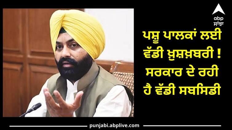 Great news for animal breeders The government is giving a huge subsidy Punjab News: ਪਸ਼ੂ ਪਾਲਕਾਂ ਲਈ ਵੱਡੀ ਖ਼ੁਸ਼ਖ਼ਬਰੀ ! ਸਰਕਾਰ ਦੇ ਰਹੀ ਹੈ ਵੱਡੀ ਸਬਸਿਡੀ